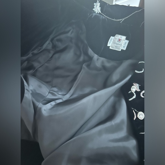 RARE Vintage Ungaro Ter Black Velvet Embroidered Jacket Sz 12 - Picture 7 of 15